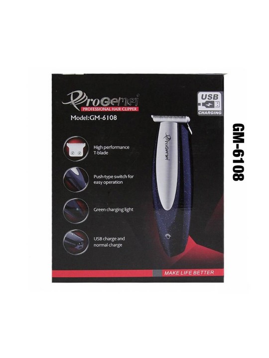 GEMEI GM-6108 Zero Adjustable Professional Rechargeable Hair Trimmer