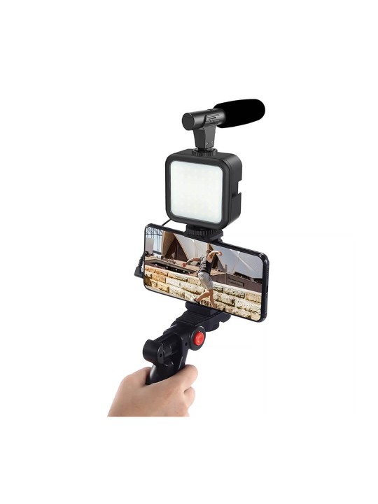 Video Vlogging Kits with Microphone LED Fill Light & Mini Tripod AY-49