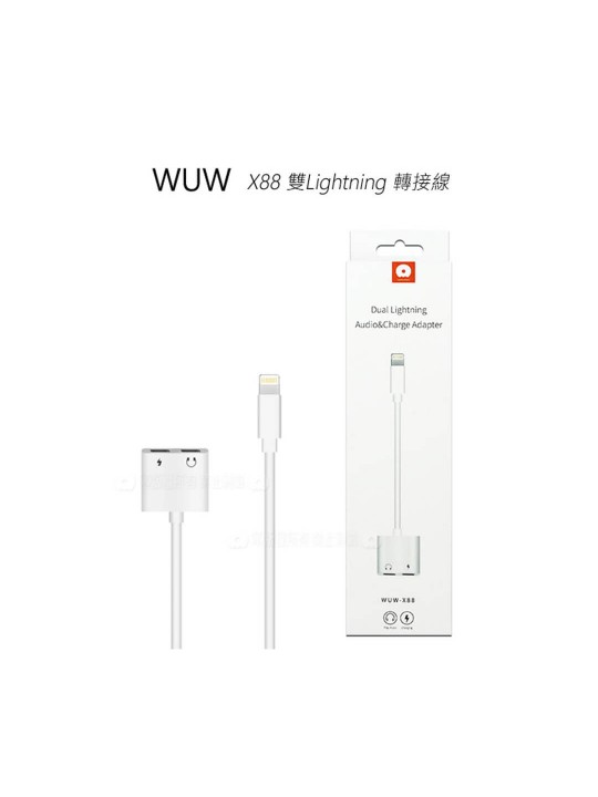 WUW-X88 Dual Lightning Audio and Charger Adapter