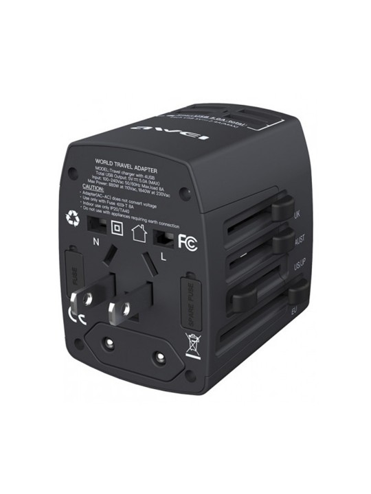 Awei C - 36 Universal Travel Adapter 4 USB Wall Charger