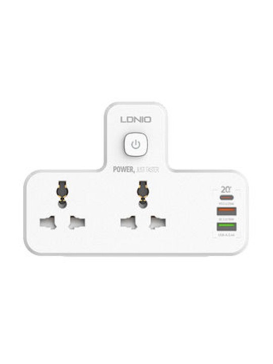 LDNIO 2 Port with 1 USB-C and 2 USB-A Power Socket UK Plug SC2311